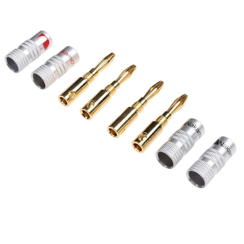 Nakamichi-Nakamichi Gold Plated Banana Speaker Plugs Hi-Fi Pro Quality Red/Black Pack of 8-PremiumHIFI