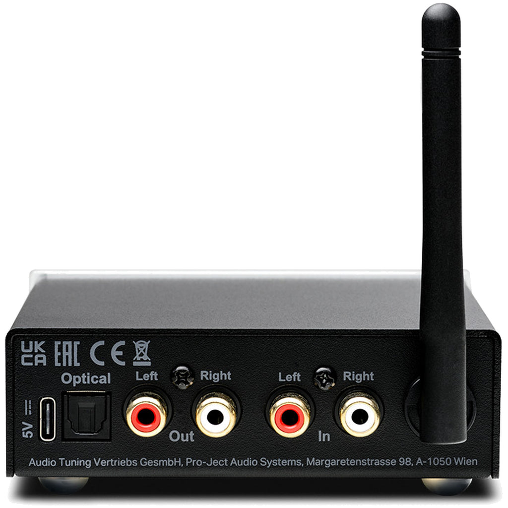 Pro-Ject Stream Box E rear panel with optical, RCA input and output