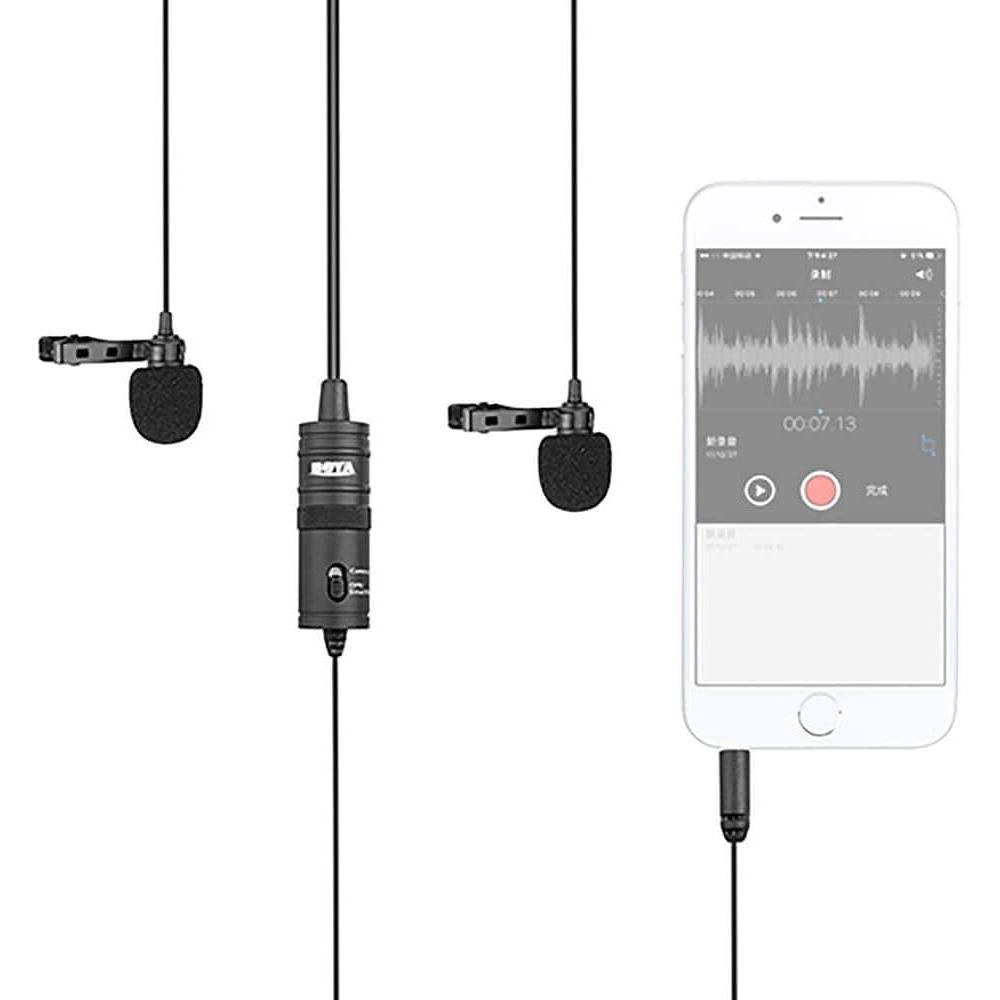 BOYA BY-M1DM Dual lavalier microphone rent-🟢 PremiumHIFI audio store. We craft High Fidelity sound wherever you are