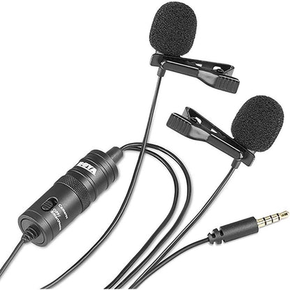 BOYA BY-M1DM Dual lavalier microphone rent-🟢 PremiumHIFI audio store. We craft High Fidelity sound wherever you are