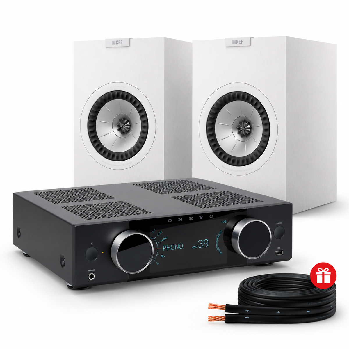 Onkyo Muse Y-40 + KEF Q3 Meta Bookshelf Speakers Pair