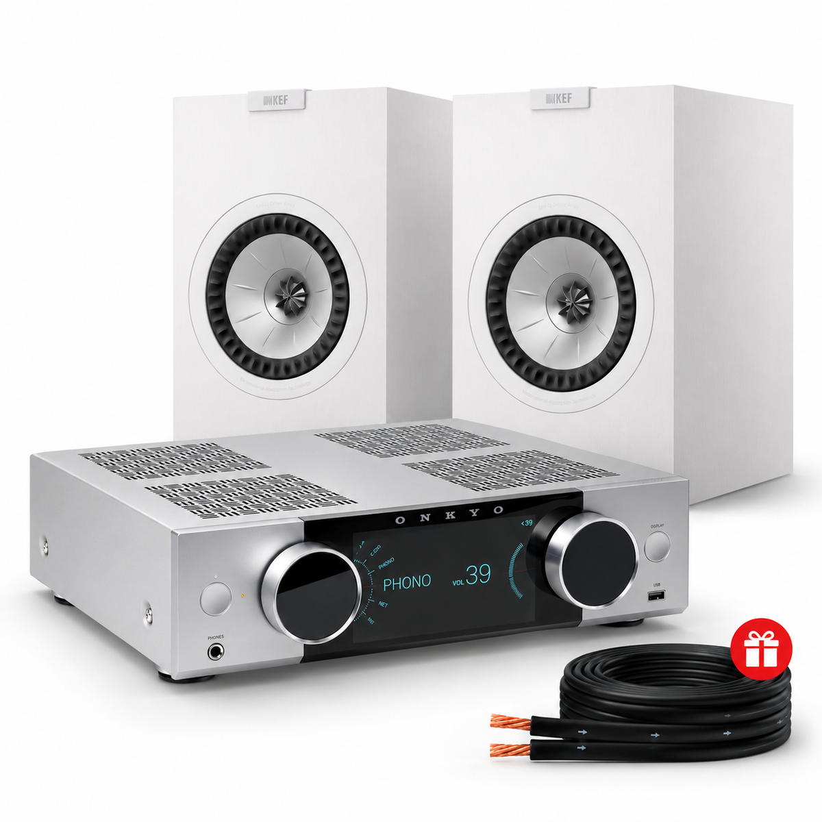 Onkyo Muse Y-40 + KEF Q3 Meta Bookshelf Speakers Pair