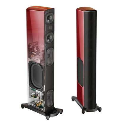 GoldenEar T66 Floorstanding Speakers with Built-In Powered Subwoofer – Pair (Santa Barbara Red)-🟢 PremiumHIFI audio store