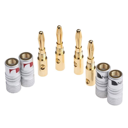 Nakamichi-Nakamichi Gold Plated Banana Speaker Plugs Hi-Fi Pro Quality Red/Black Pack of 8-PremiumHIFI