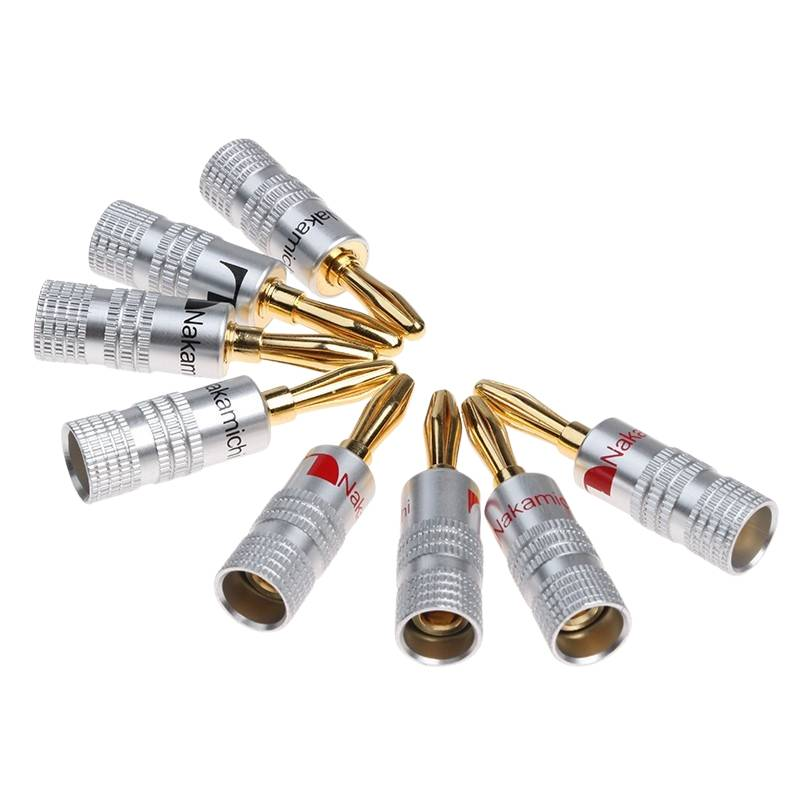 Nakamichi-Nakamichi Gold Plated Banana Speaker Plugs Hi-Fi Pro Quality Red/Black Pack of 8-PremiumHIFI