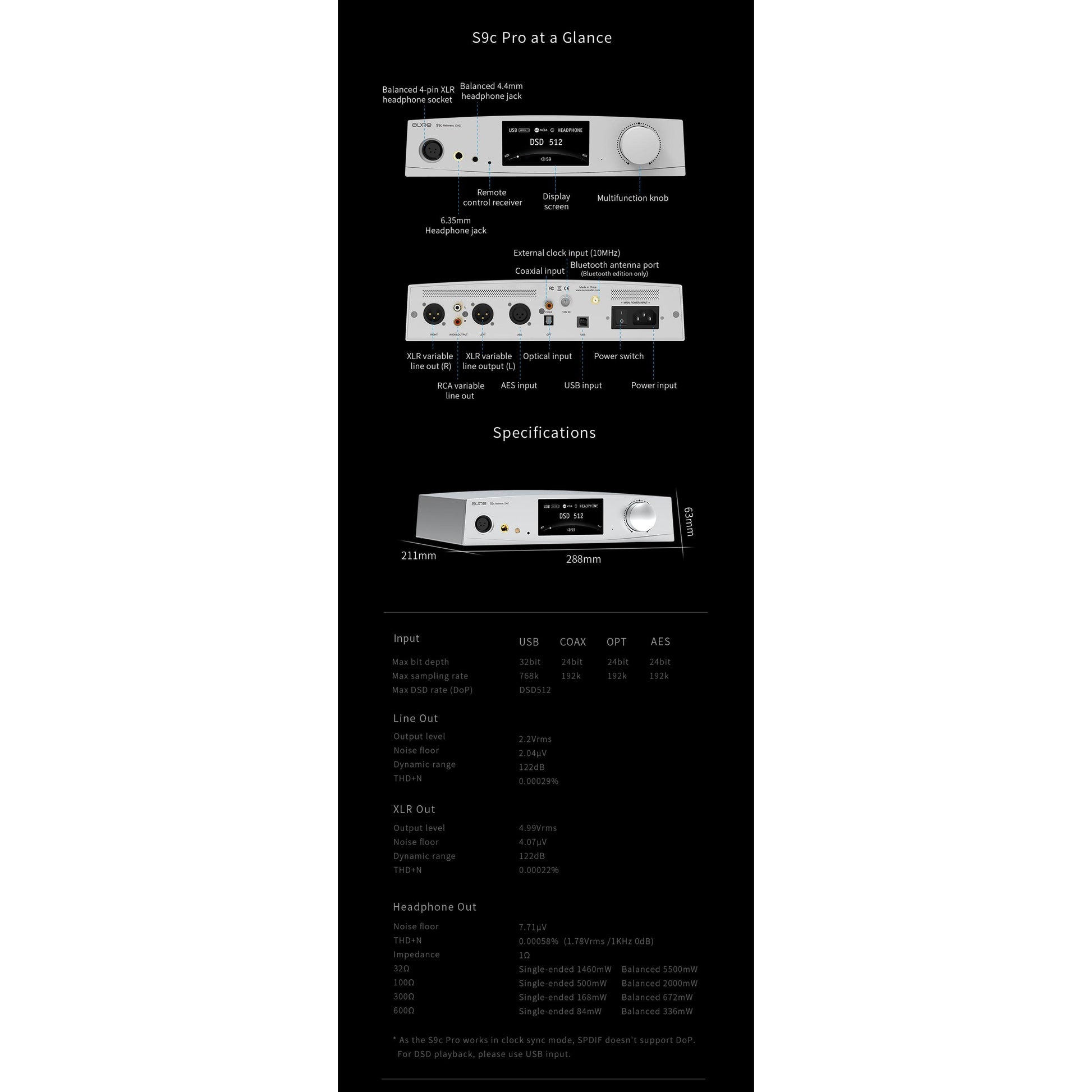 Aune-S9c Pro Reference DAC Headphone Amp BT Version-PremiumHIFI