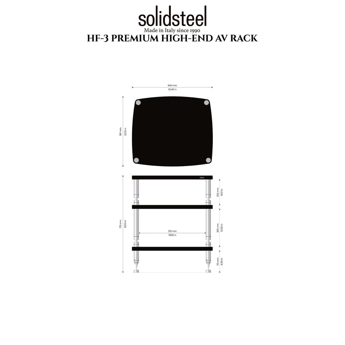 SolidSteel HF-3 fB Hyperspike High-End Audio Rack Black-🟢 PremiumHIFI audio store