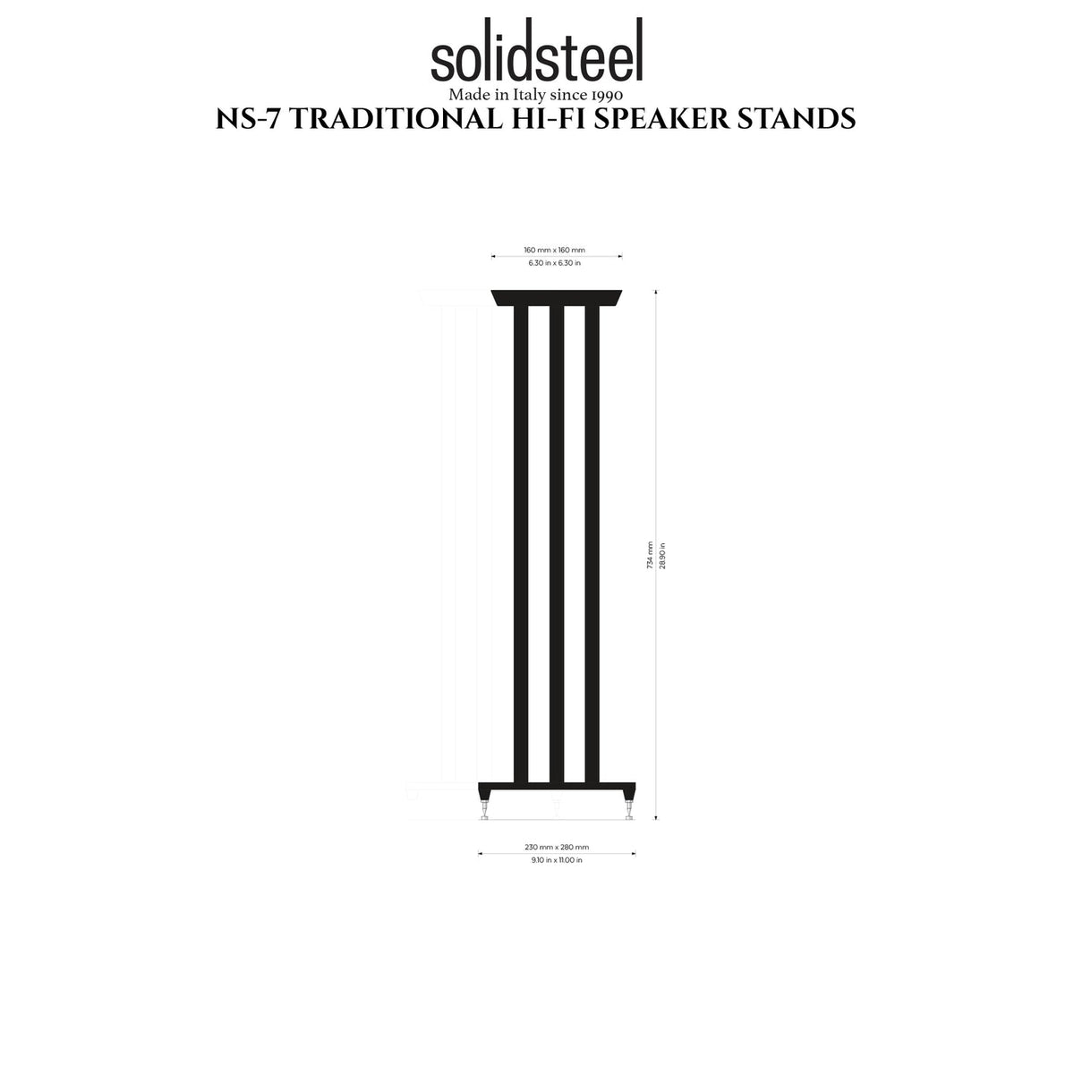 SolidSteel NS-7 Pair of Hi-Fi Speaker Stands Black-🟢 PremiumHIFI audio store