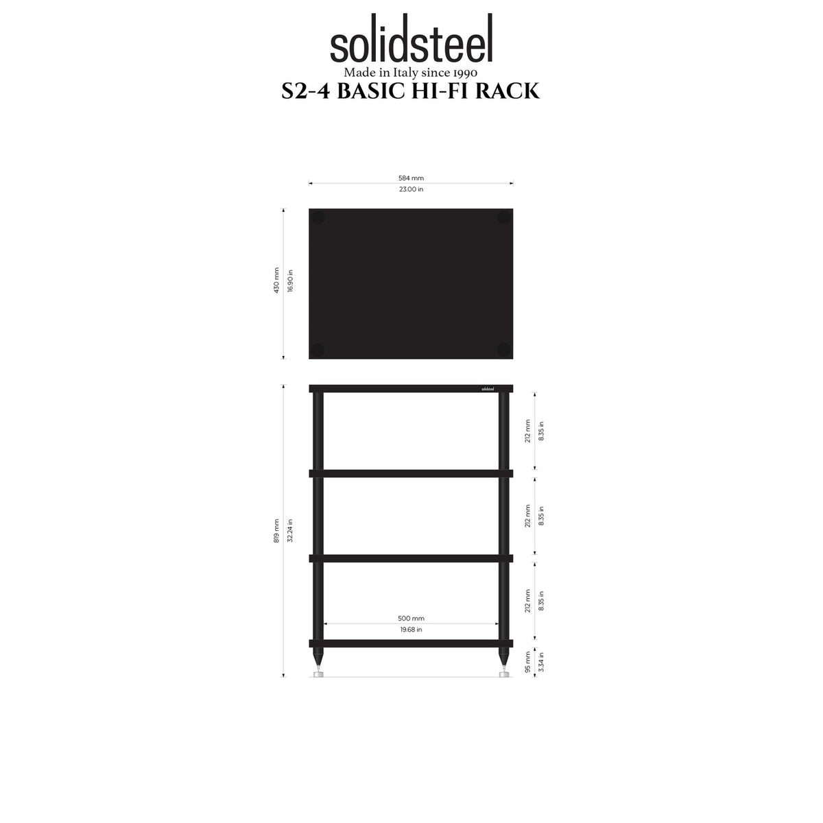 SolidSteel S2-4 Hi-Fi Stereo Rack Black-🟢 PremiumHIFI audio store