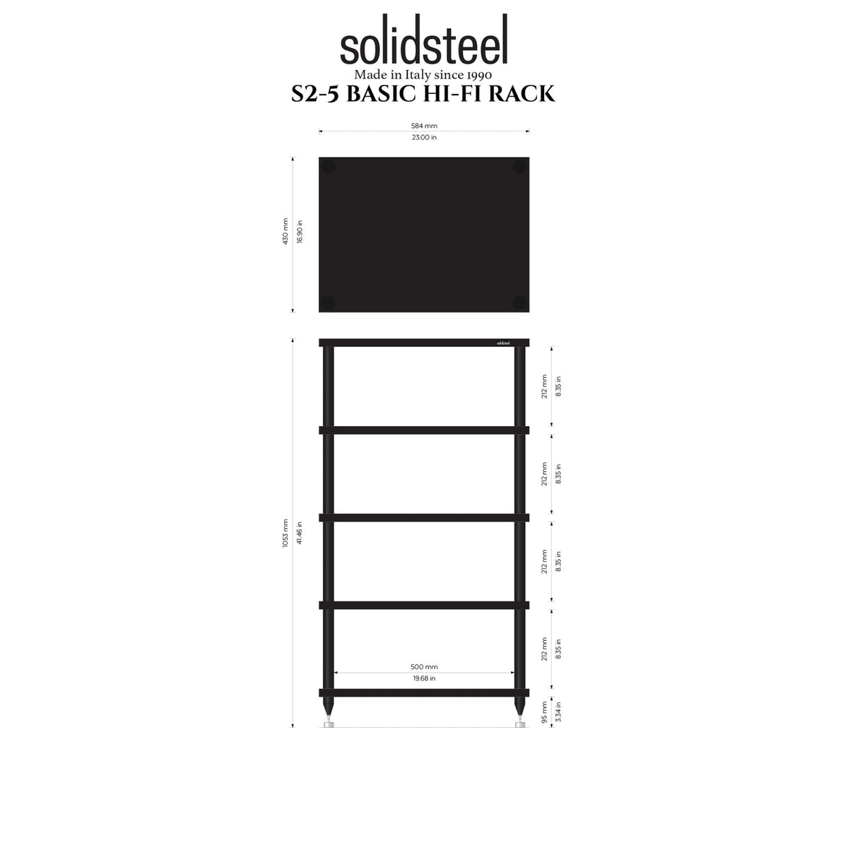 SolidSteel S2-5 Hi-Fi Stereo Rack Black-🟢 PremiumHIFI audio store