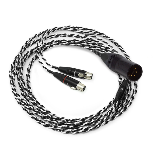 Audeze Black-Silver headphone cable, 4pin balanced XLR-mini XLR to 4 pin XLR-Audeze-PremiumHIFI